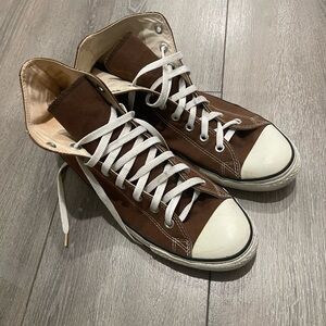 Converse Brown and White High-Top Sneakers